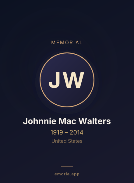 Memorial portrait of Johnnie Mac Walters