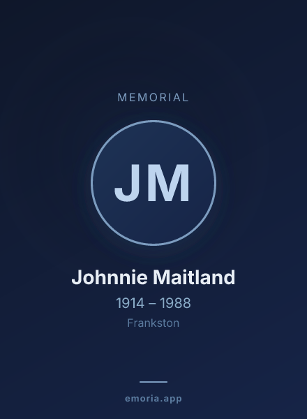 Memorial portrait of Johnnie Maitland