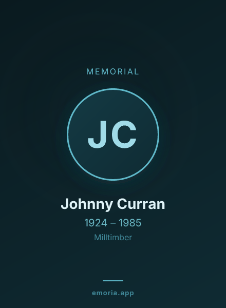 Memorial portrait of Johnny Curran