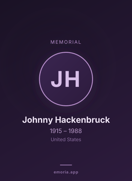 Memorial portrait of Johnny Hackenbruck