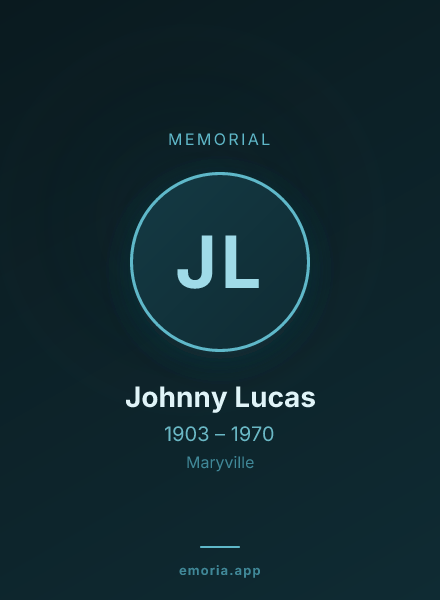 Memorial portrait of Johnny Lucas