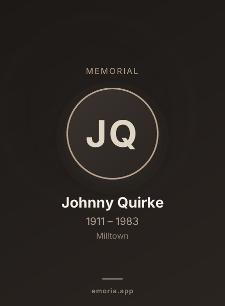 Memorial portrait of Johnny Quirke