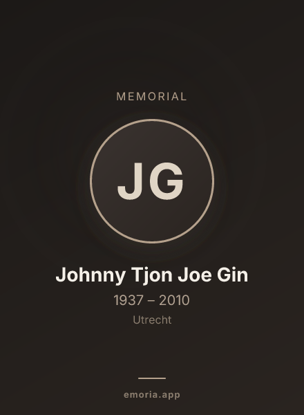 Memorial portrait of Johnny Tjon Joe Gin