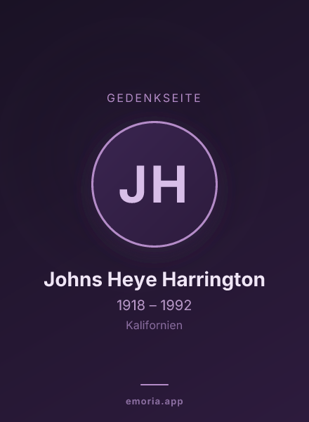 Gedenkportrait von Johns Heye Harrington