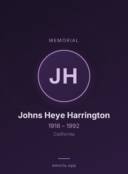 Memorial portrait of Johns Heye Harrington
