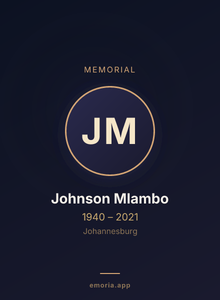 Memorial portrait of Johnson Mlambo