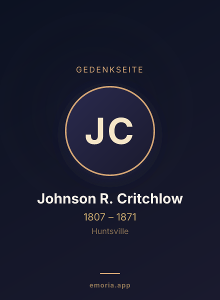 Gedenkportrait von Johnson R. Critchlow