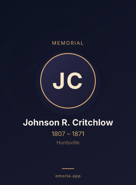 Memorial portrait of Johnson R. Critchlow