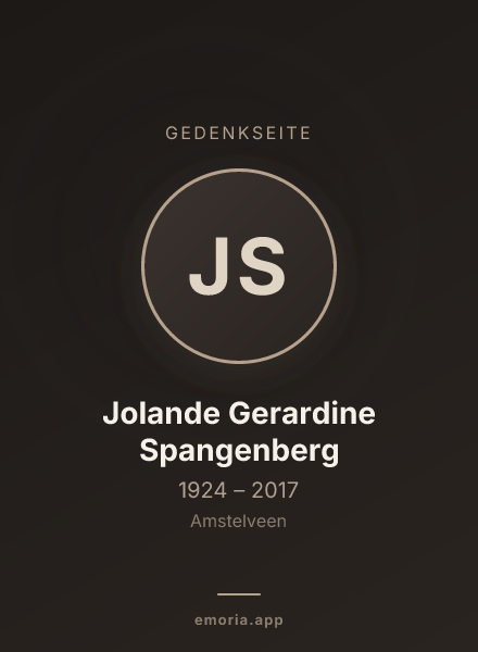 Gedenkportrait von Jolande Gerardine Spangenberg