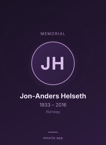 Memorial portrait of Jon-Anders Helseth