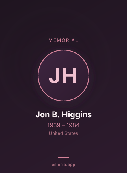 Memorial portrait of Jon B. Higgins