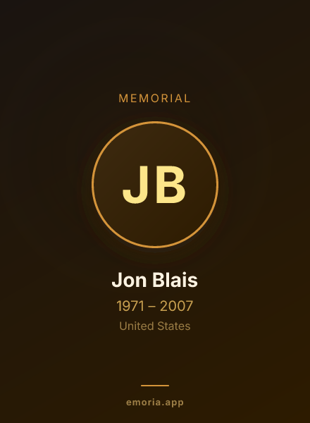 Memorial portrait of Jon Blais
