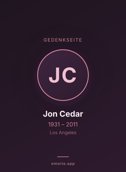 Gedenkportrait von Jon Cedar
