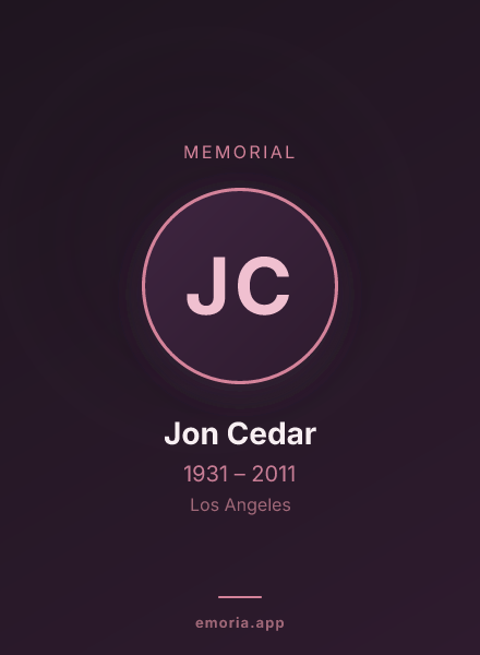 Memorial portrait of Jon Cedar