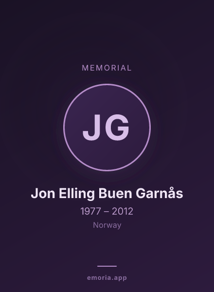 Memorial portrait of Jon Elling Buen Garnås
