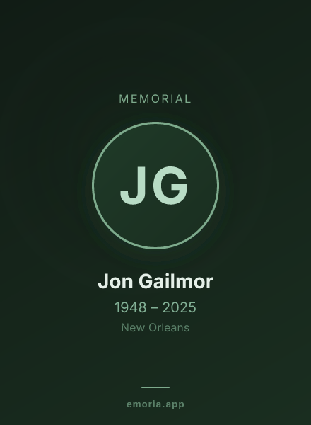 Memorial portrait of Jon Gailmor
