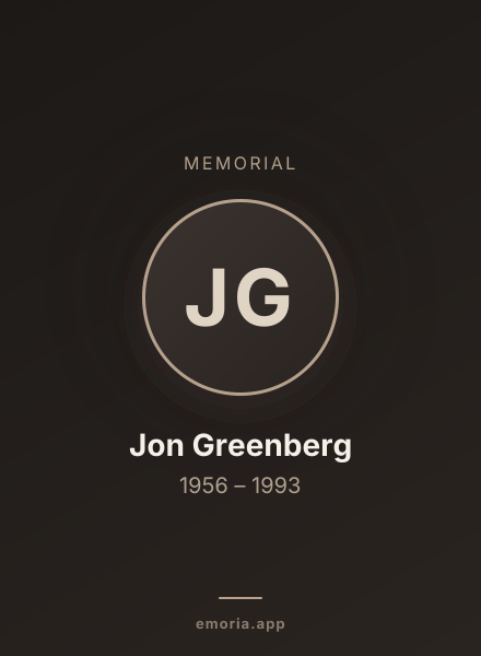 Memorial portrait of Jon Greenberg