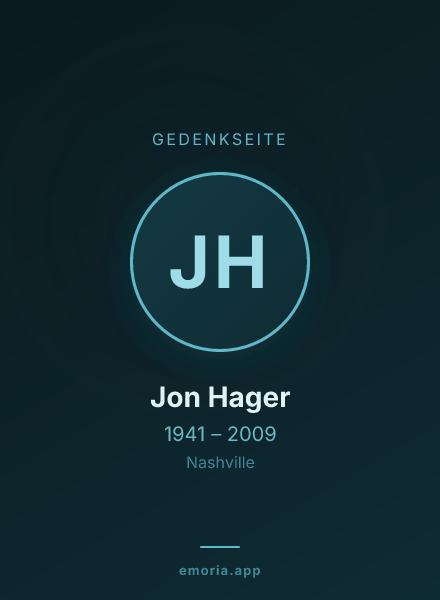 Gedenkportrait von Jon Hager