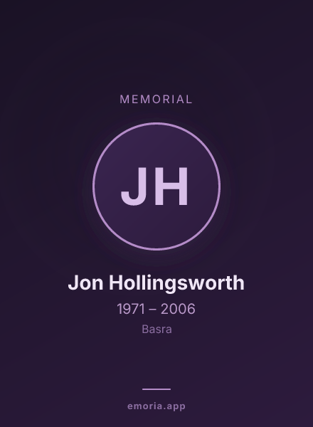 Memorial portrait of Jon Hollingsworth