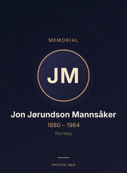 Memorial portrait of Jon Jørundson Mannsåker