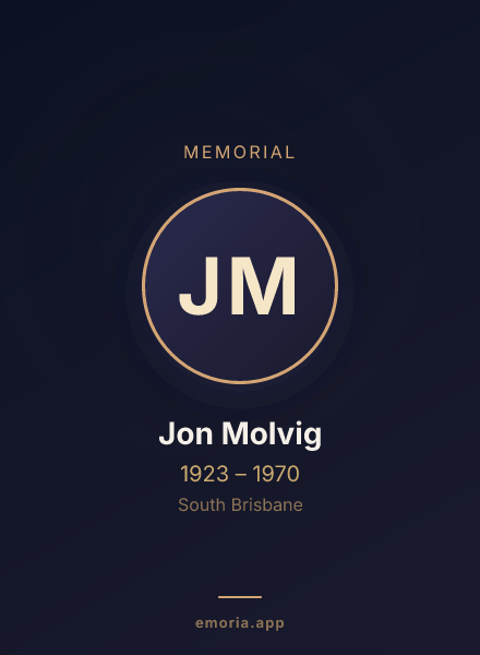 Memorial portrait of Jon Molvig