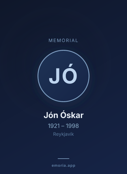 Memorial portrait of Jón Óskar