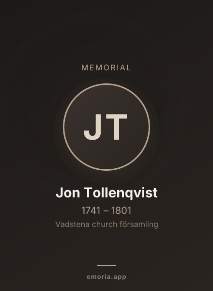 Memorial portrait of Jon Tollenqvist
