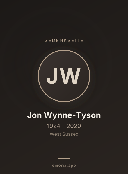 Gedenkportrait von Jon Wynne-Tyson