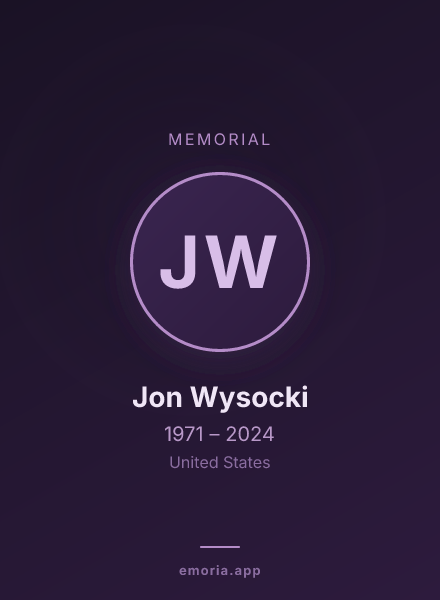 Memorial portrait of Jon Wysocki