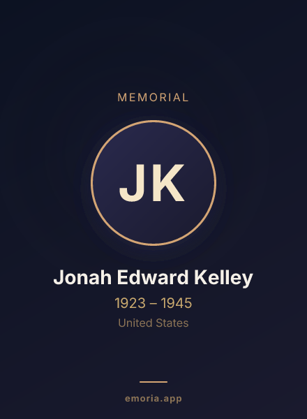 Memorial portrait of Jonah Edward Kelley