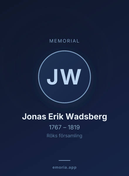 Memorial portrait of Jonas Erik Wadsberg