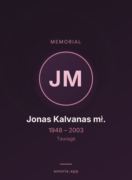 Memorial portrait of Jonas Kalvanas mł.