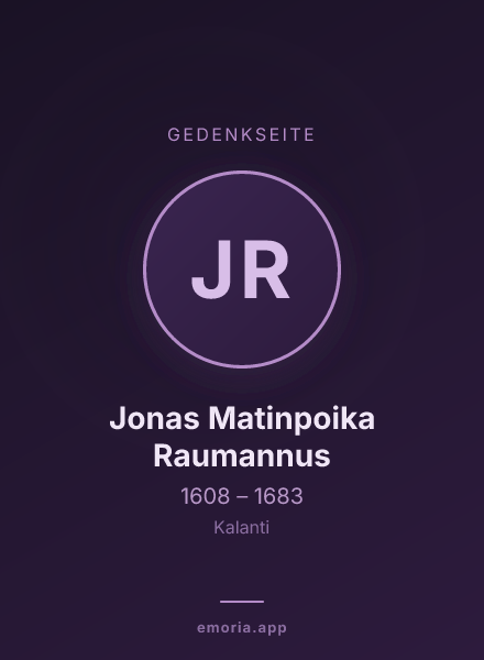 Gedenkportrait von Jonas Matinpoika Raumannus