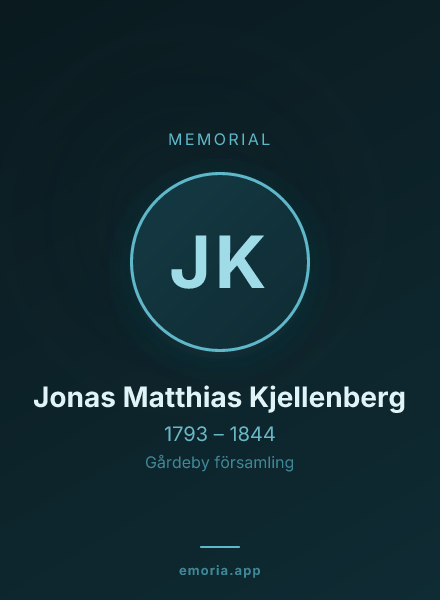 Memorial portrait of Jonas Matthias Kjellenberg