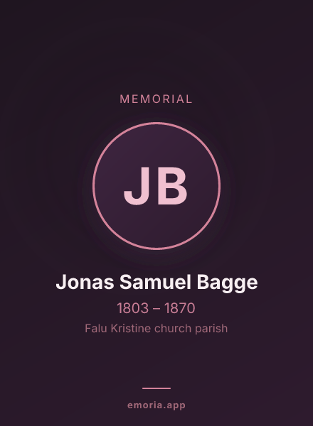 Memorial portrait of Jonas Samuel Bagge