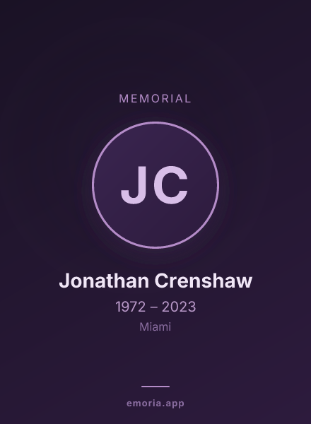 Memorial portrait of Jonathan Crenshaw