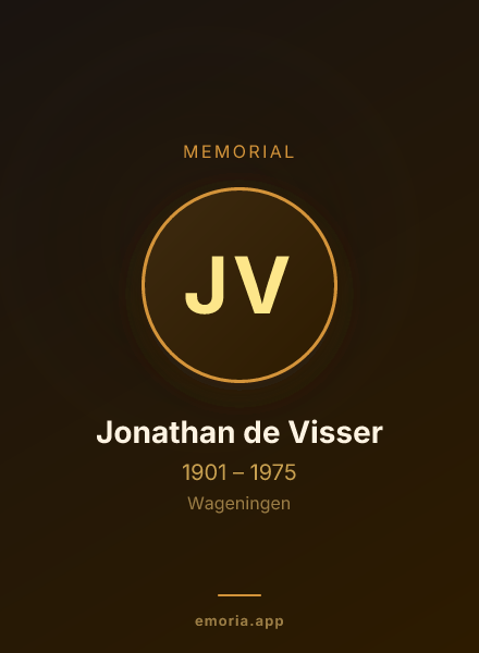 Memorial portrait of Jonathan de Visser