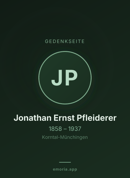 Gedenkportrait von Jonathan Ernst Pfleiderer