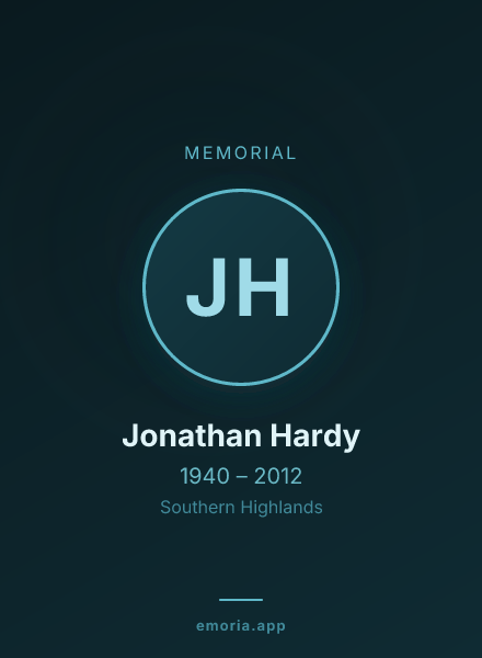 Memorial portrait of Jonathan Hardy