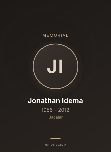 Memorial portrait of Jonathan Idema