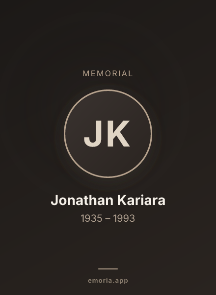 Memorial portrait of Jonathan Kariara