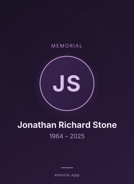 Memorial portrait of Jonathan Richard Stone