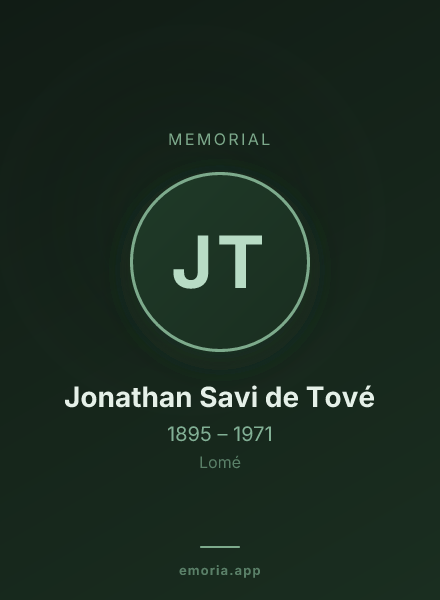Memorial portrait of Jonathan Savi de Tové
