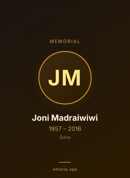 Memorial portrait of Joni Madraiwiwi