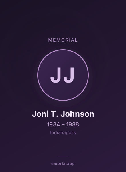 Memorial portrait of Joni T. Johnson