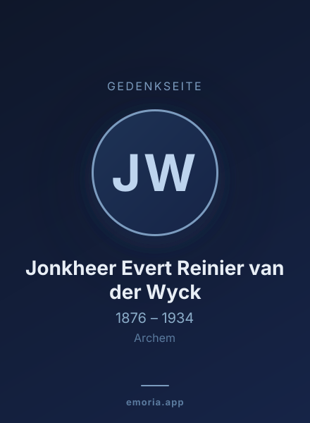 Gedenkportrait von Jonkheer Evert Reinier van der Wyck