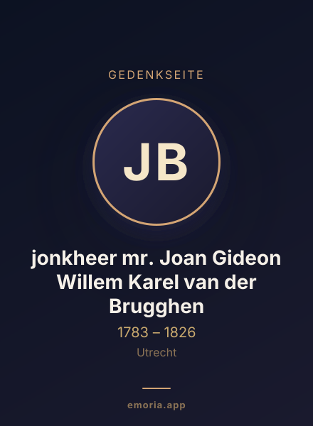 Gedenkportrait von jonkheer mr. Joan Gideon Willem Karel van der Brugghen