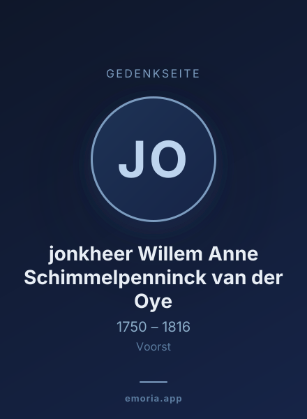 Gedenkportrait von jonkheer Willem Anne Schimmelpenninck van der Oye