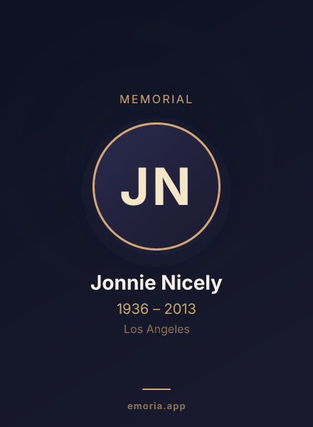 Memorial portrait of Jonnie Nicely