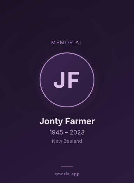 Memorial portrait of Jonty Farmer